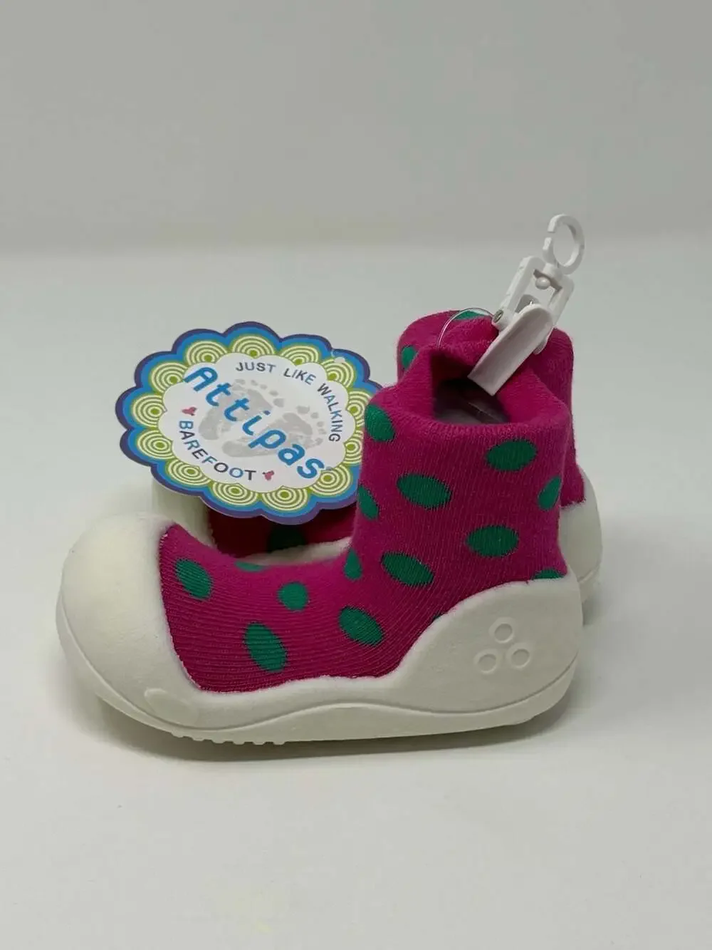 Attipas Baby First Walker Shoes in Polka Dot Pink, Size Large (US 5.5)